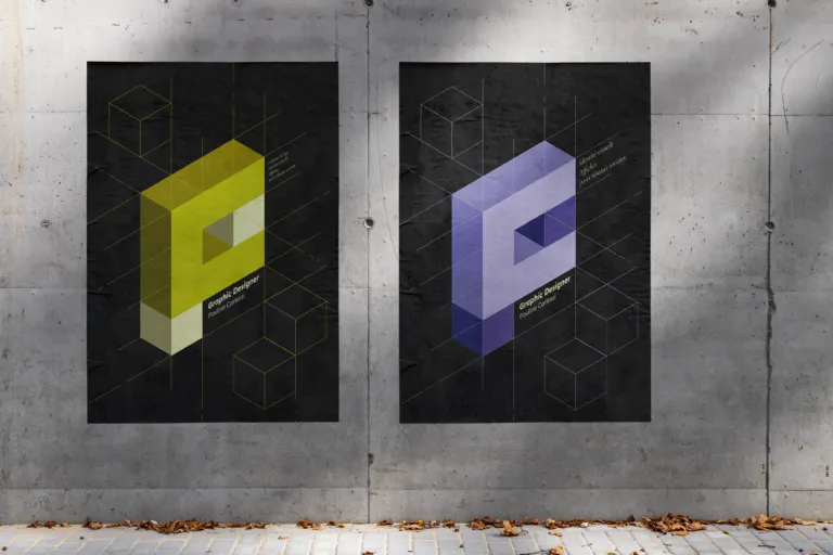 Poster_Wall_Mockup photo affiches avec mon logo